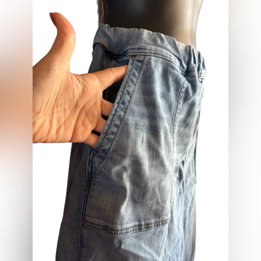 Madewell Light Blue Ankle Jeans Relaxed Pull-On Blue denim sz M elastic waist - Picture 8 of 11